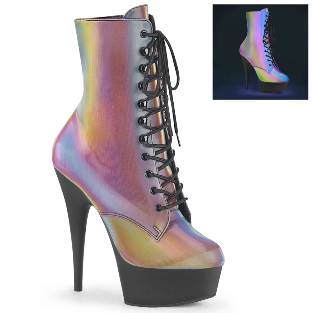 Pleaser - DELIGHT-1020REFL Bottes de plate-forme - Couleur chrome/Multicolore